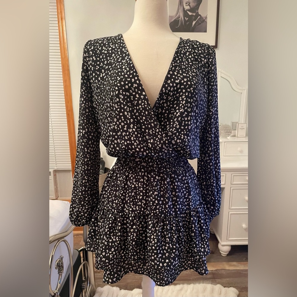 Elegant Black and White Polka Dot Dress